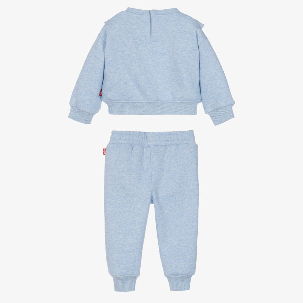 Levi's-Girls Blue Marl Jersey Tracksuit | Childrensalon