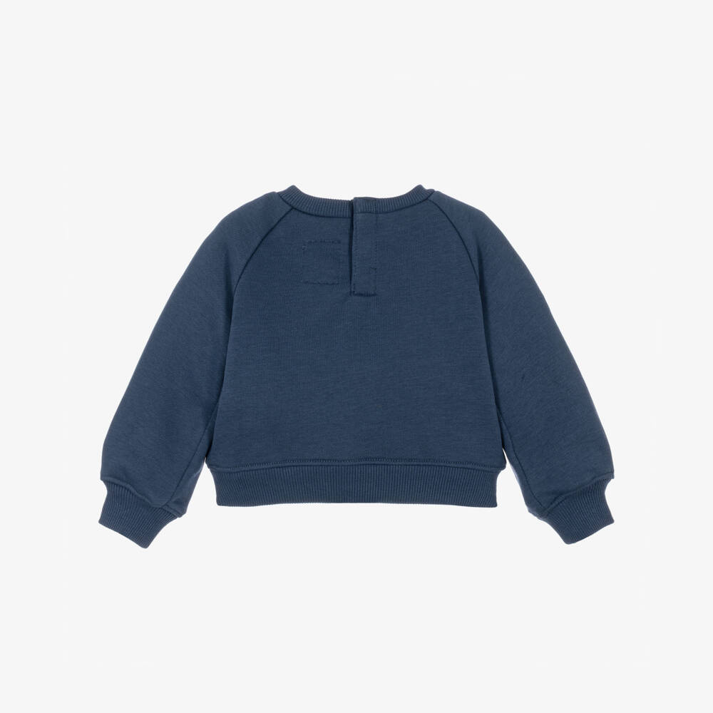 Levi's-Girls Blue Sweatshirt with Floral Batwing Logo | Childrensalon