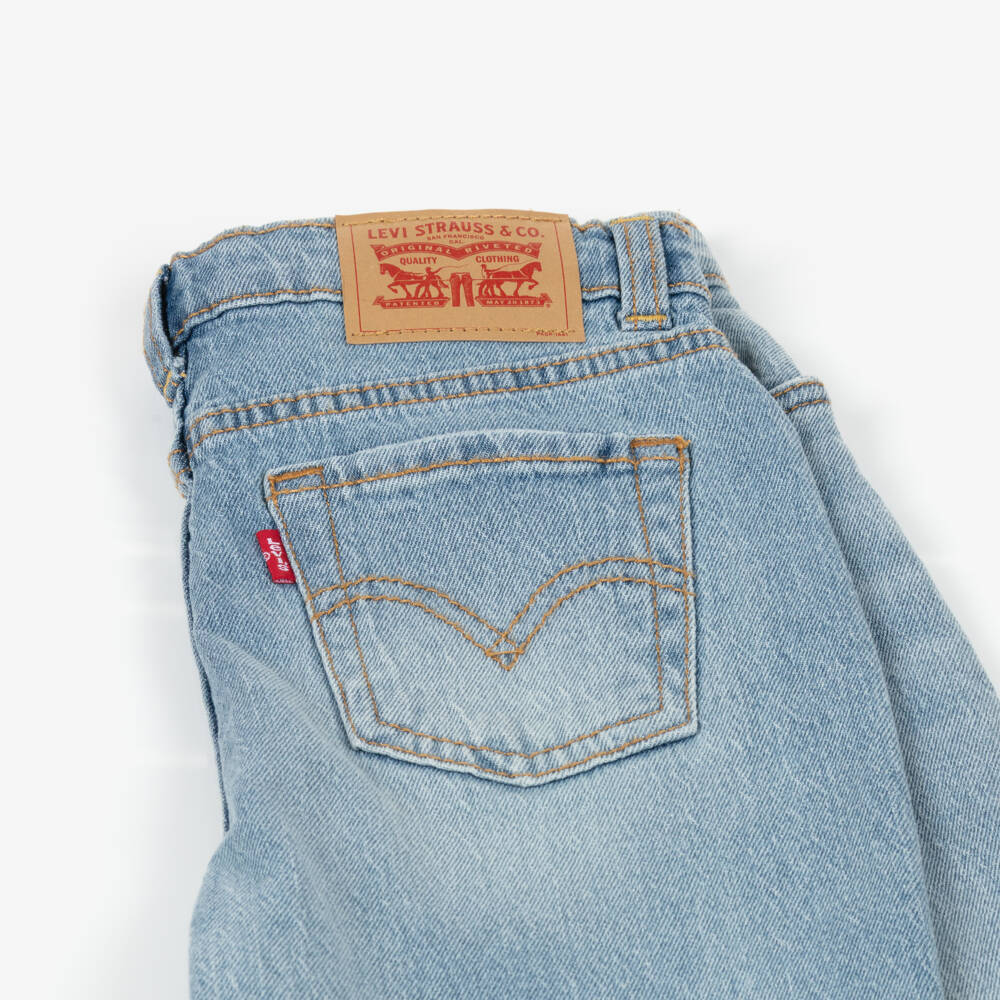 Levi's-Girls Blue Washed Denim Baggy Barrel Jeans | Childrensalon