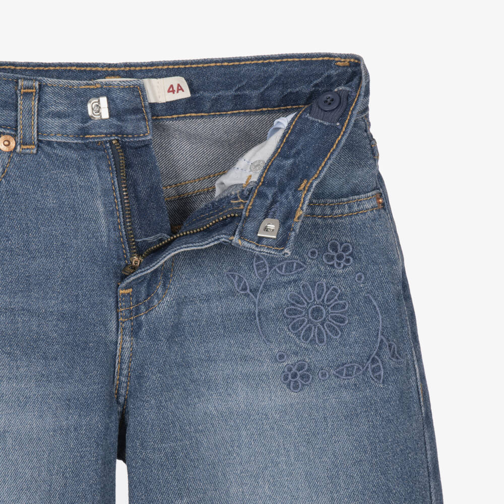 Levi's-Girls Blue Washed Denim High Rise Baggy Jeans | Childrensalon