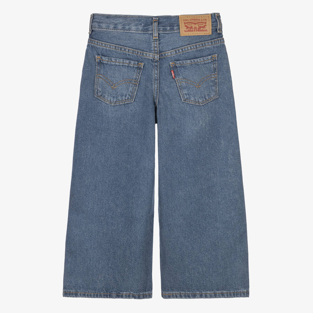 Levi's-Girls Blue Washed Denim High Rise Baggy Jeans | Childrensalon