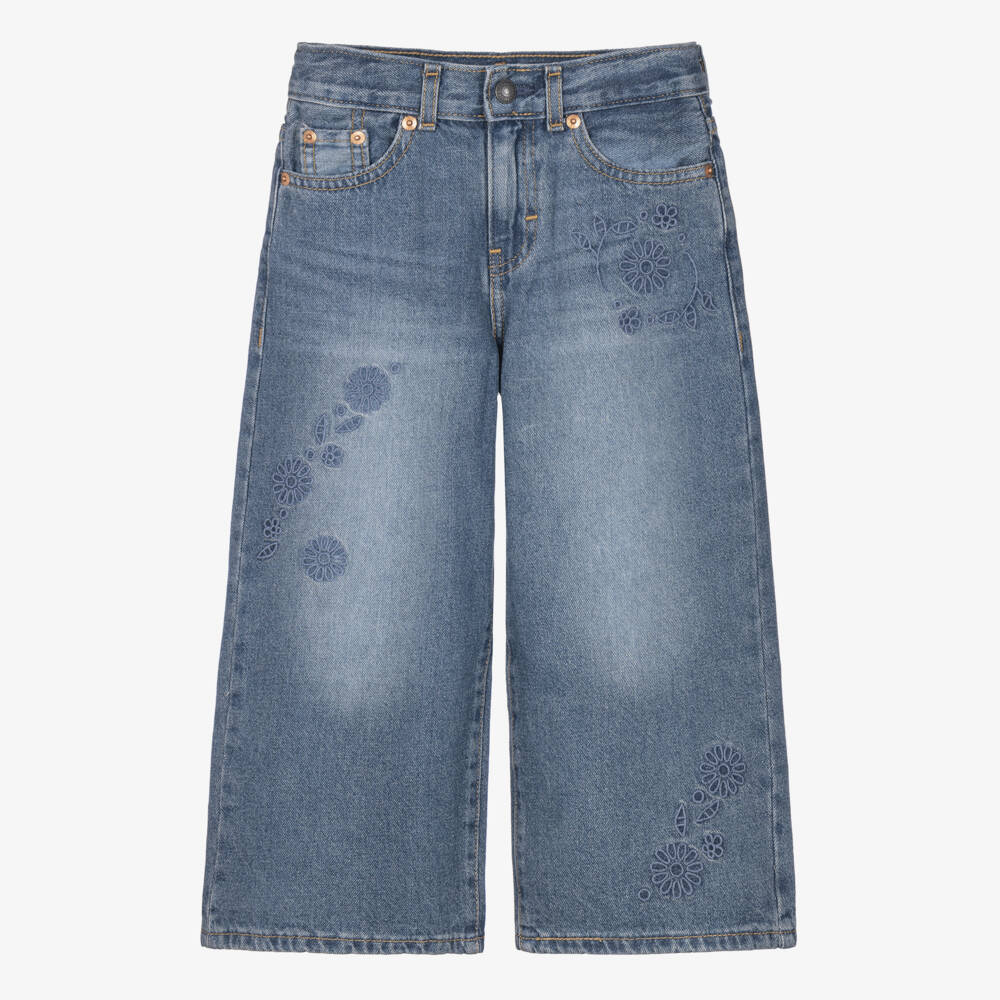 Levi's-Girls Blue Washed Denim High Rise Baggy Jeans | Childrensalon