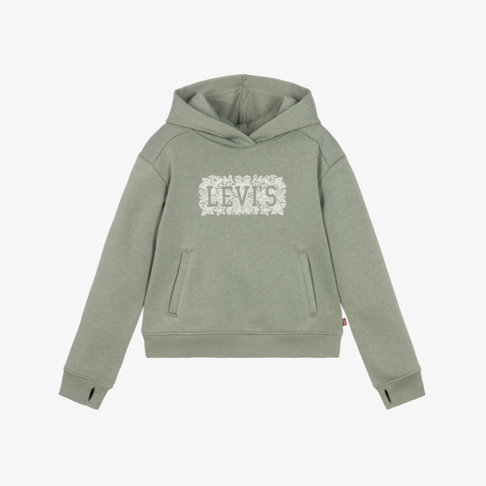 Levi's-Girls Green Jersey Batwing Logo Hoodie | Childrensalon