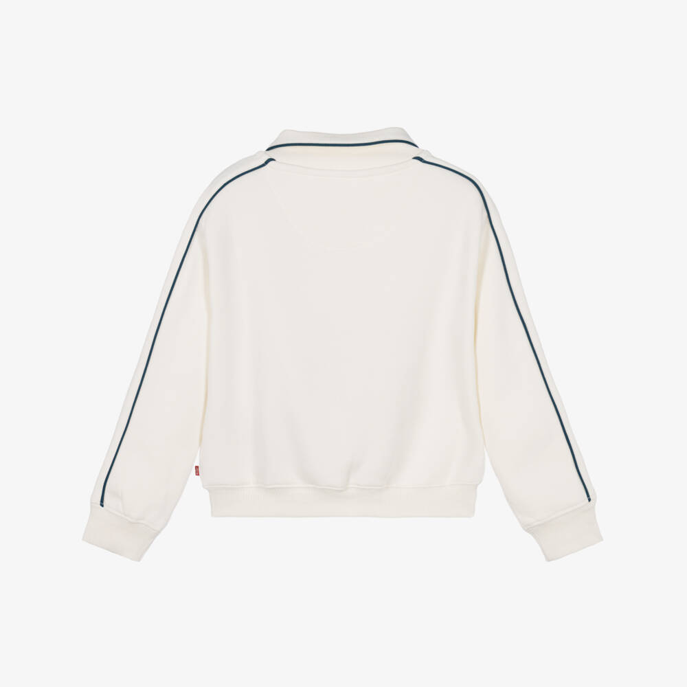 Levi's-Girls Ivory Jersey Quarter-Zip Sweatshirt | Childrensalon