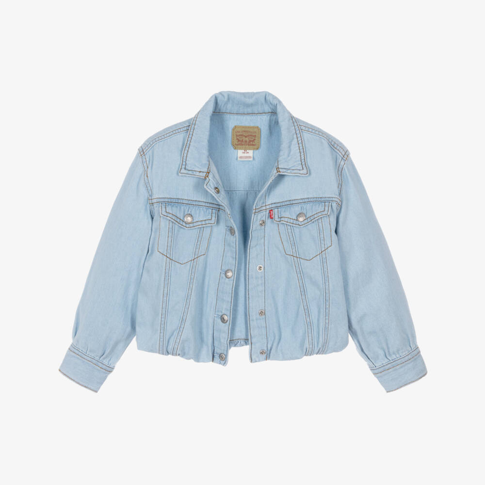 Levi's-Girls Light Blue Bubble Hem Denim Jacket | Childrensalon