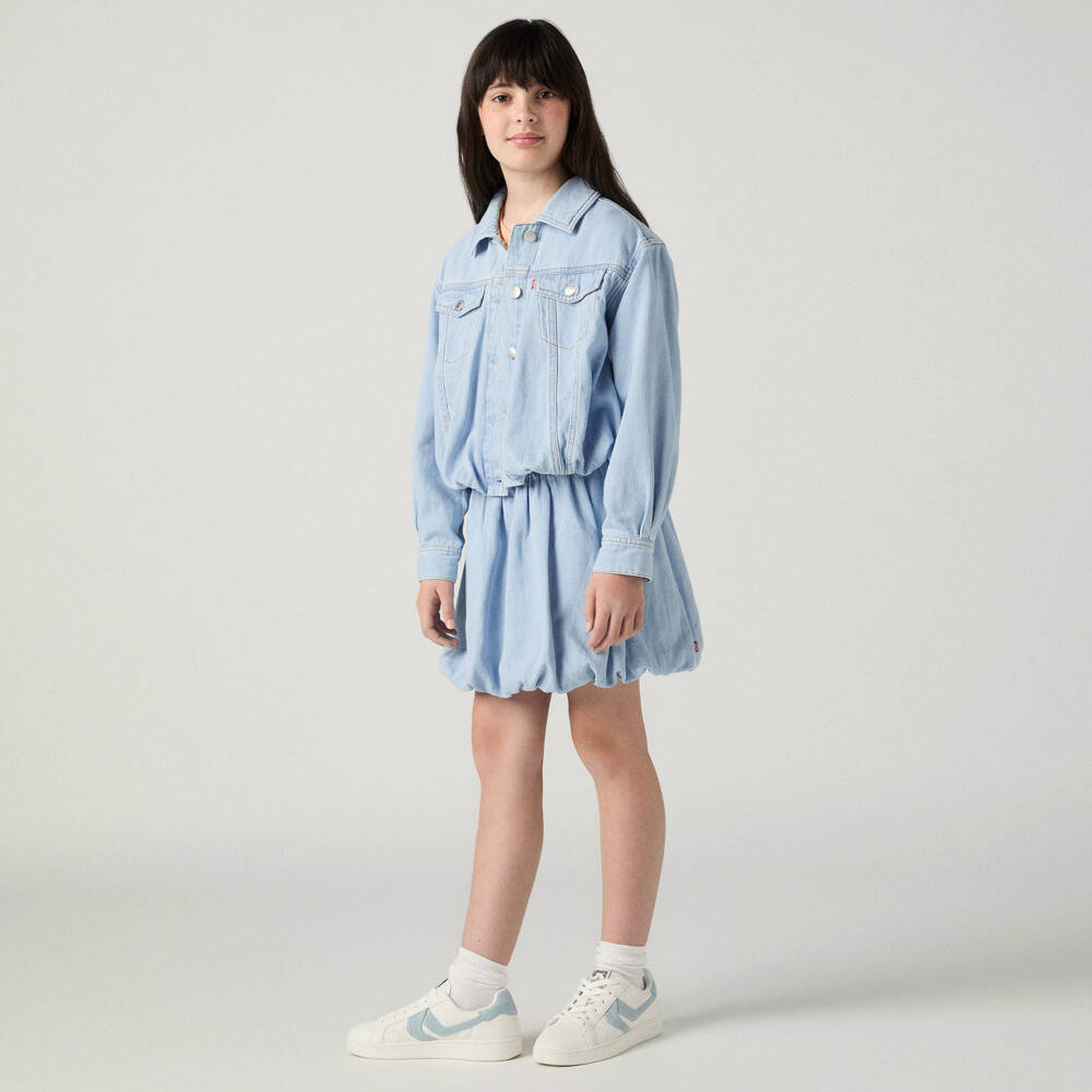 Levi's-Girls Light Blue Bubble Hem Denim Jacket | Childrensalon