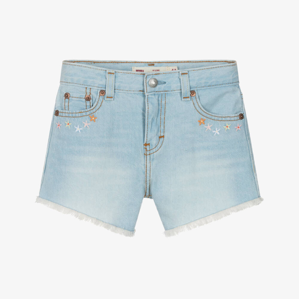 Levi's-شورت جينز لون أزرق فاتح للبنات | Childrensalon