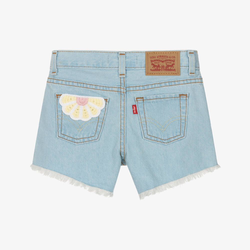 Levi's-شورت جينز لون أزرق فاتح للبنات | Childrensalon