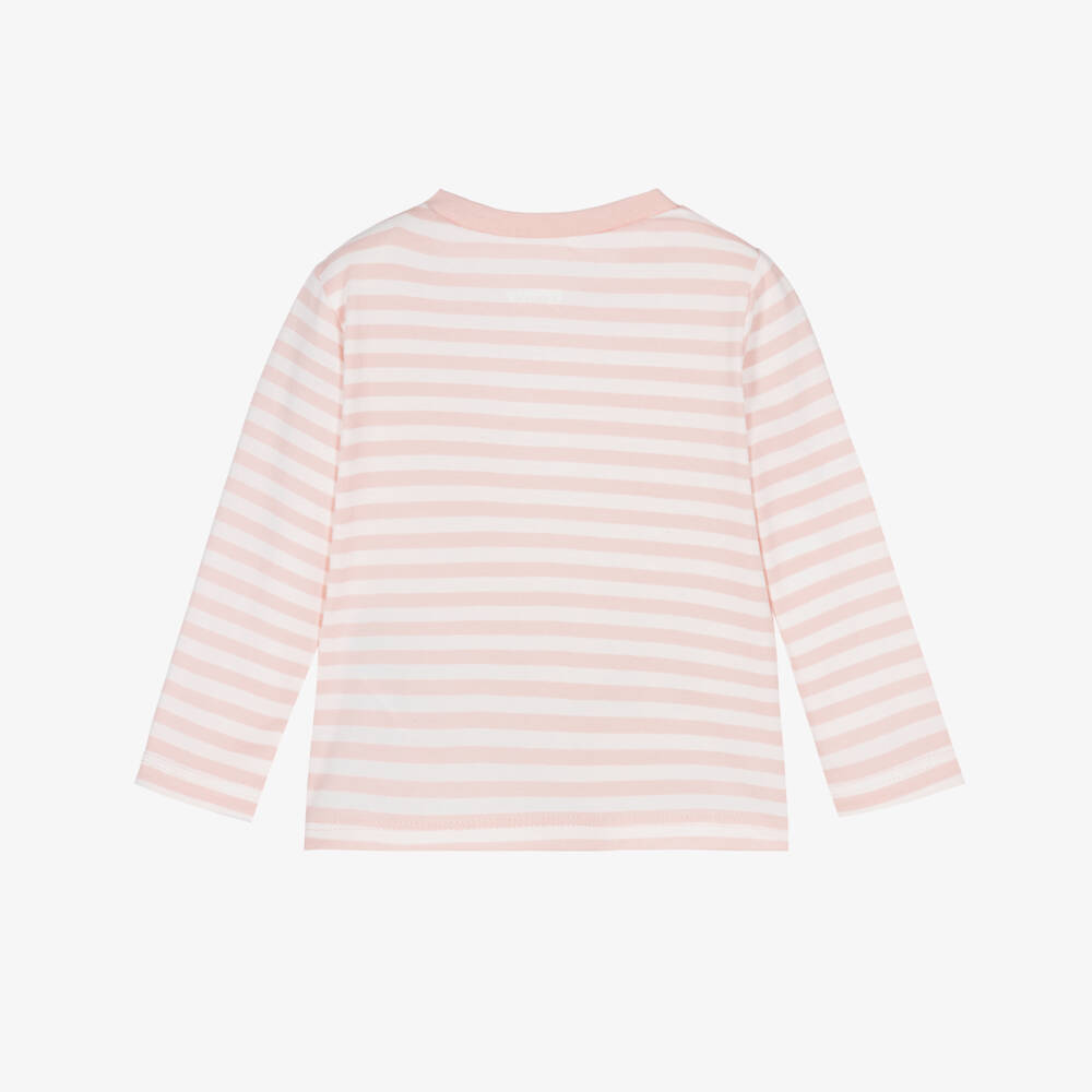 Levi's-Girls Long-Sleeved Top with Pink & White Stripes | Childrensalon
