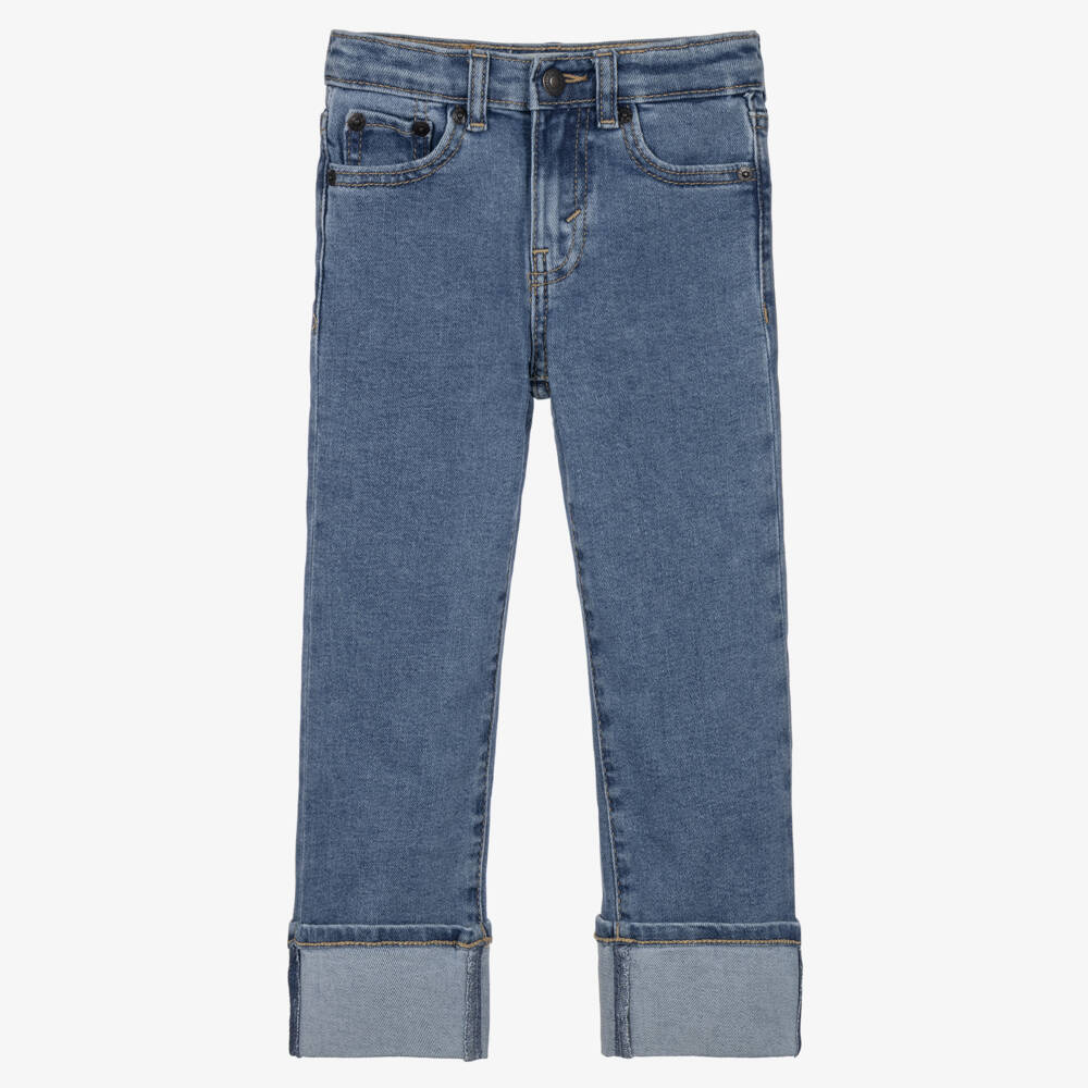 Levi's-Girls Mid Blue Denim Turn-Up Jeans  | Childrensalon