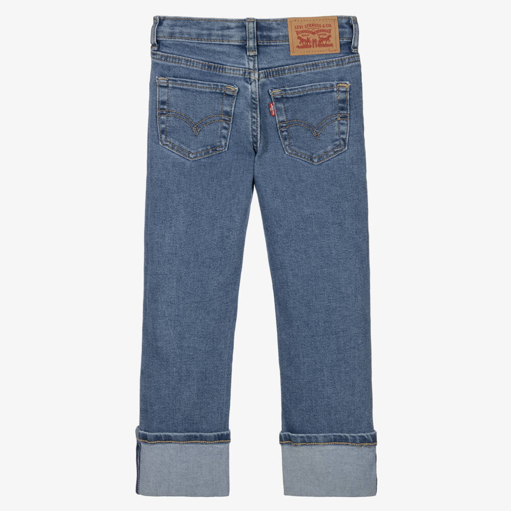 Levi's-Girls Mid Blue Denim Turn-Up Jeans | Childrensalon
