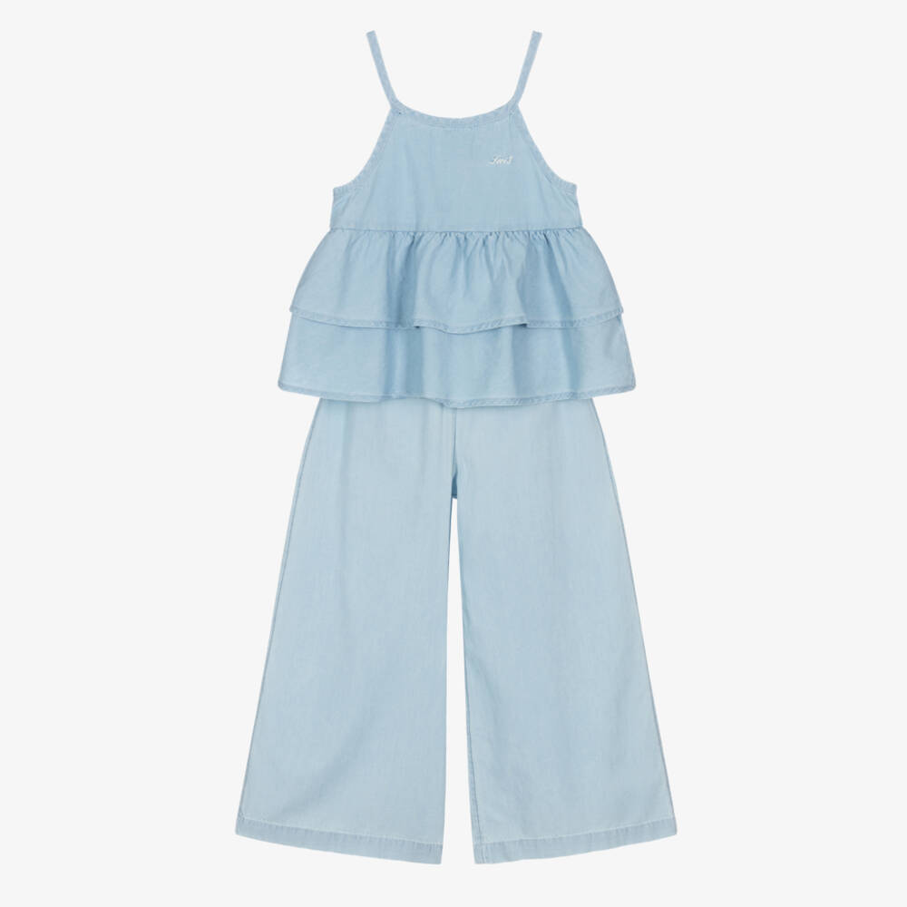Levi's-طقم بنطلون وتوب شامبري لون أزرق فاتح للبنات | Childrensalon