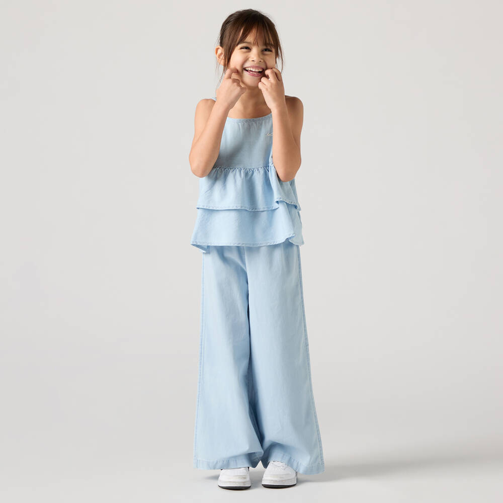 Levi's-طقم بنطلون وتوب شامبري لون أزرق فاتح للبنات | Childrensalon
