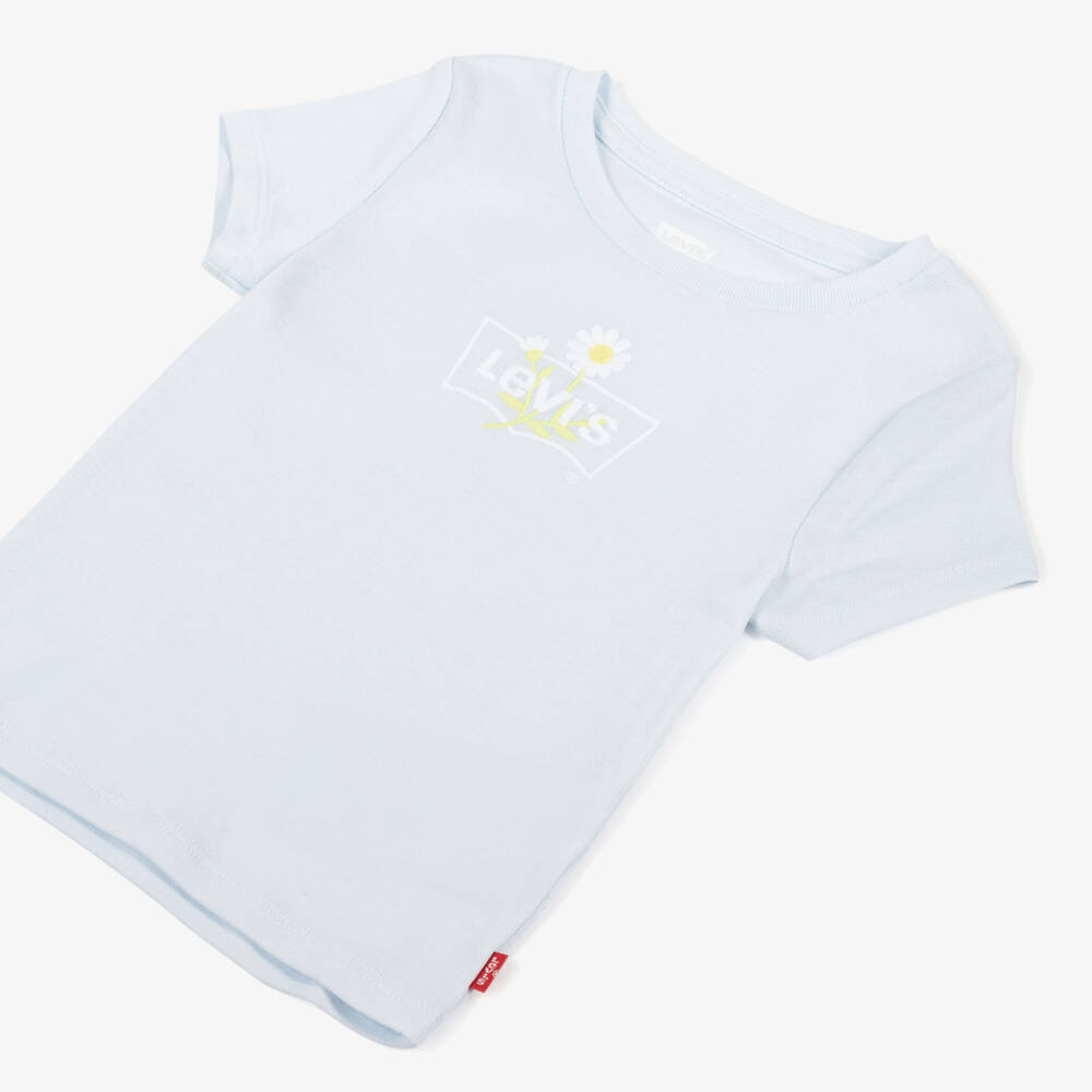 Levi's-Girls Pale Blue Daisy Logo T-Shirt | Childrensalon
