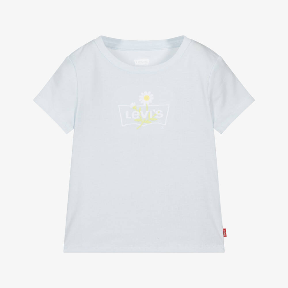 Levi's-Girls Pale Blue Daisy Logo T-Shirt | Childrensalon