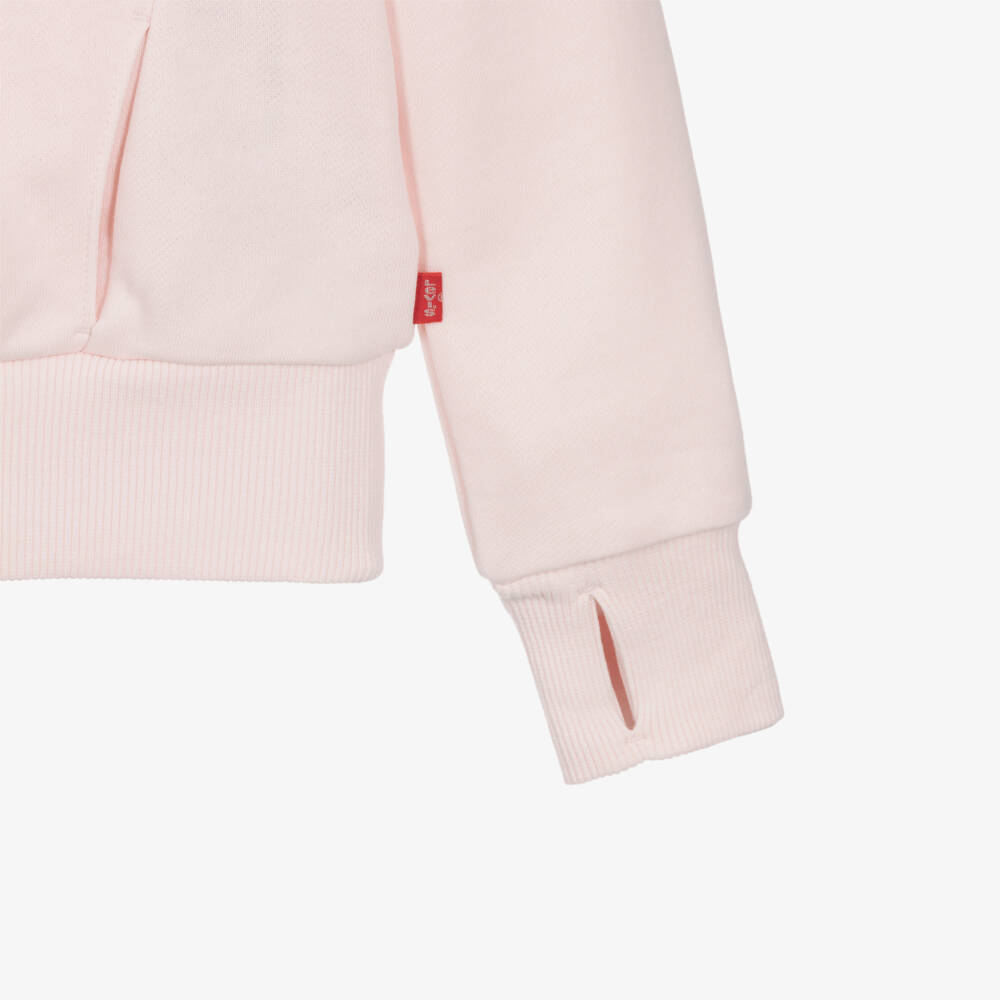 Levi's-Girls Pale Pink Jersey Hoodie with Cherry Print | Childrensalon