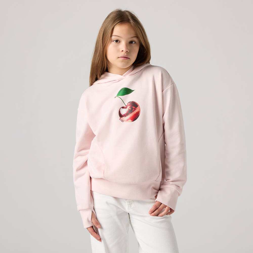 Levi's-Худи розовое из трикотажа с вишневым принтом для девочек | Childrensalon