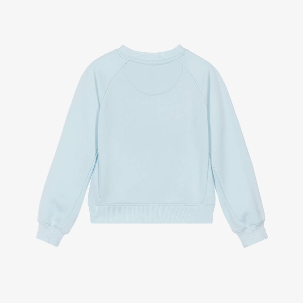 Levi's-Girls Pastel Blue Sweatshirt with Yellow Batwing Logo | Childrensalon