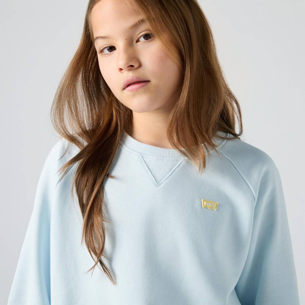 Levi's-Girls Pastel Blue Sweatshirt with Yellow Batwing Logo | Childrensalon