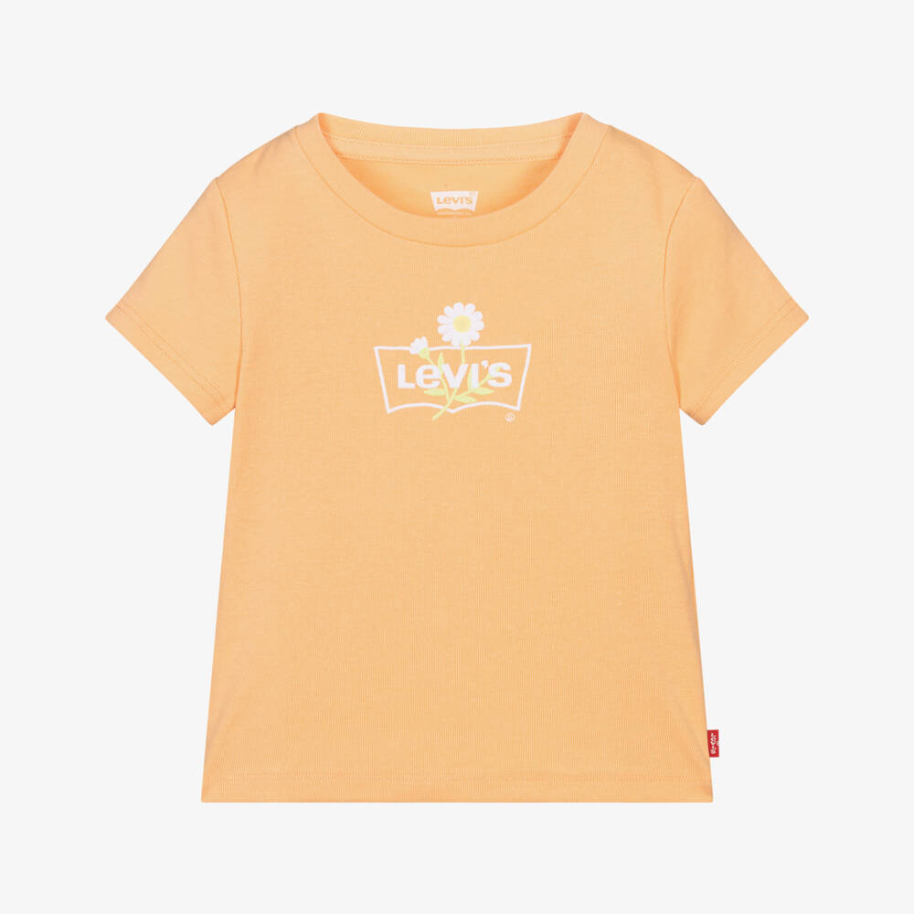 Levi's-Girls Pastel Orange Daisy Logo T-Shirt | Childrensalon