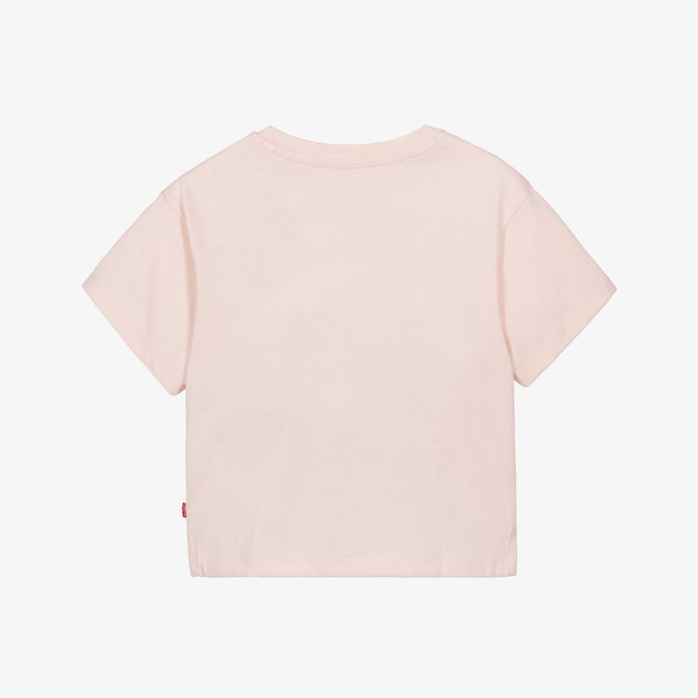 Levi's-Girls Pastel Pink Jersey T-Shirt with Cowboy Boot Print | Childrensalon