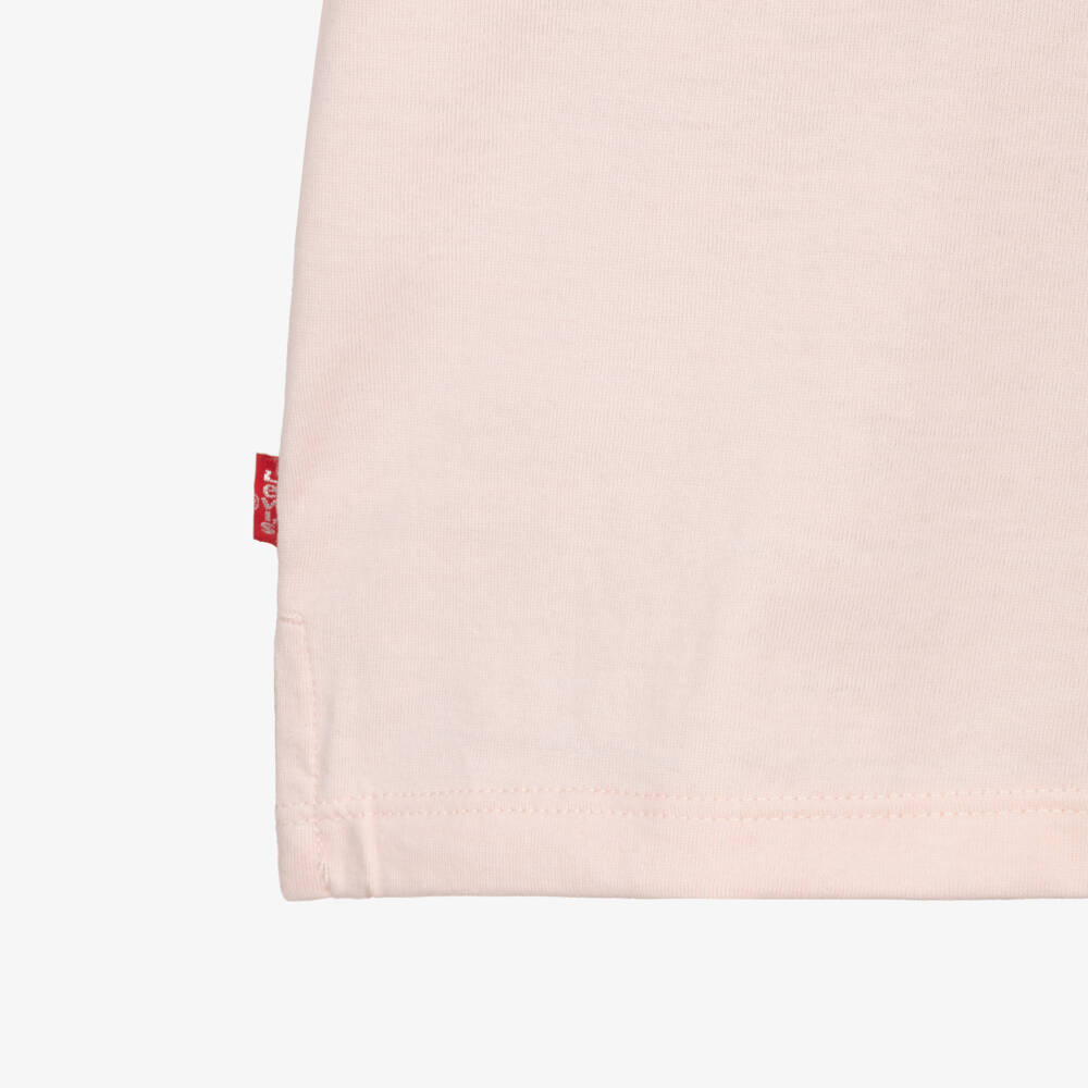 Levi's-Girls Pastel Pink Jersey T-Shirt with Cowboy Boot Print | Childrensalon