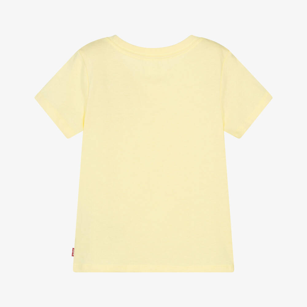 Levi's-Girls Pastel Yellow Batwing Logo Cotton T-Shirt | Childrensalon