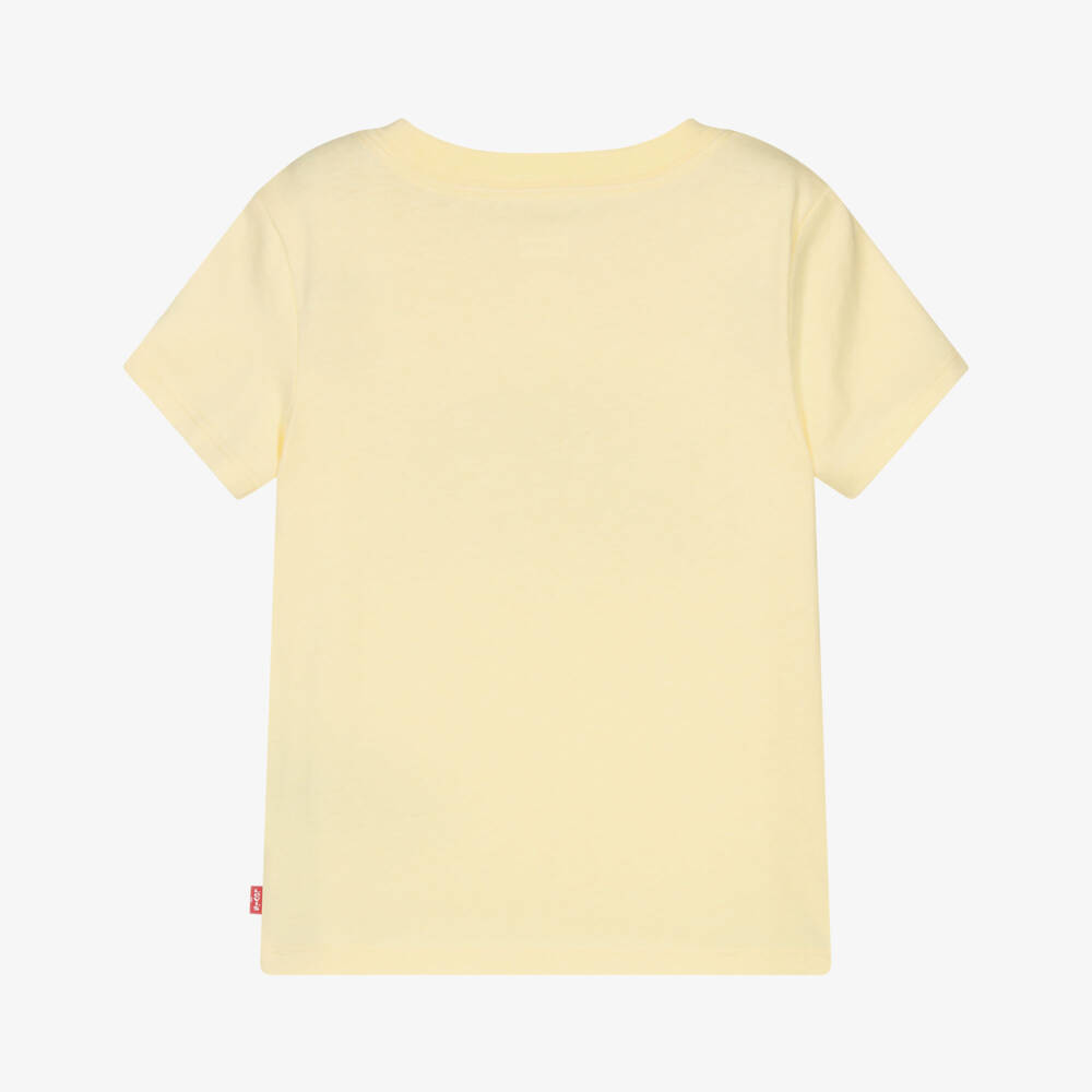 Levi's-Girls Pastel Yellow T-Shirt with Lace Logo | Childrensalon