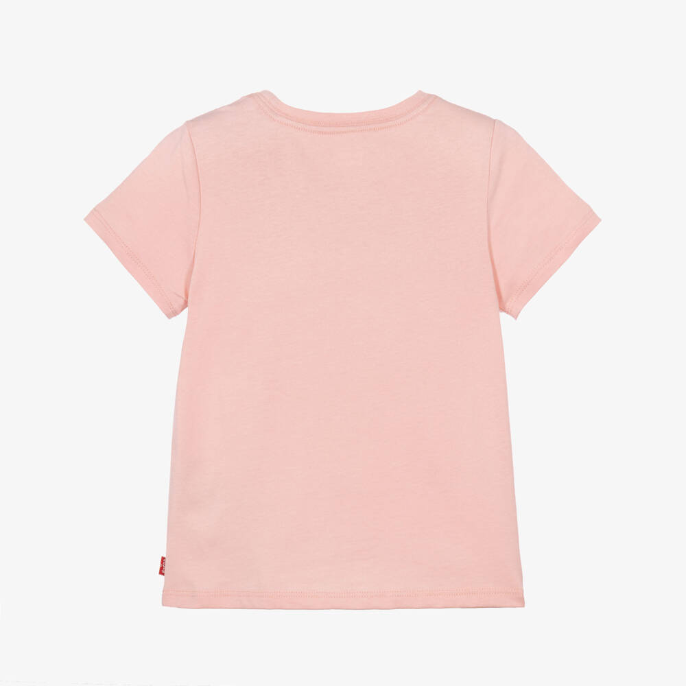 Levi's-Girls Pink Cotton Batwing Logo T-Shirt | Childrensalon