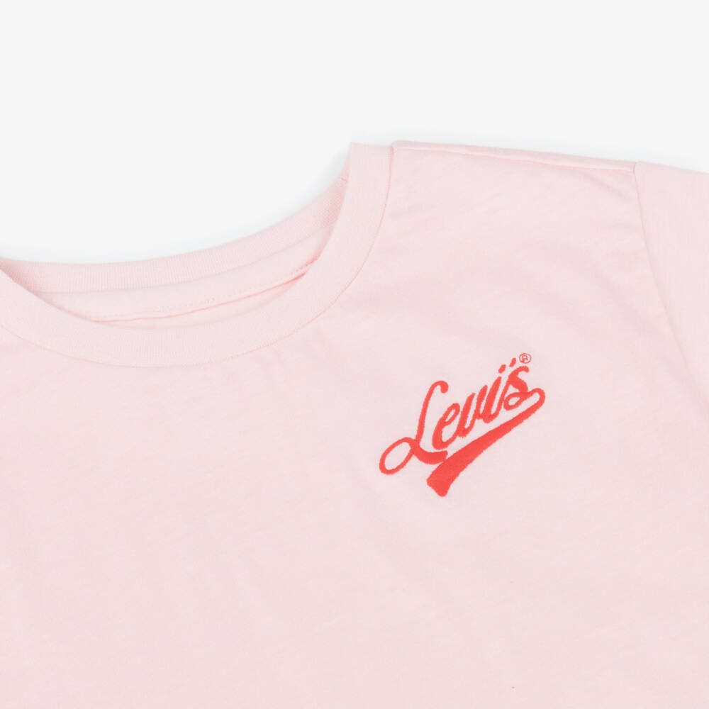 Levi's-Girls Pink Cotton Boxy-Fit T-Shirt | Childrensalon