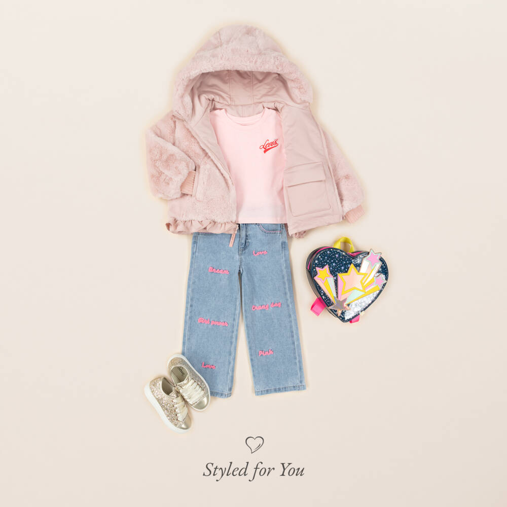 Levi's-Girls Pink Cotton Boxy-Fit T-Shirt | Childrensalon