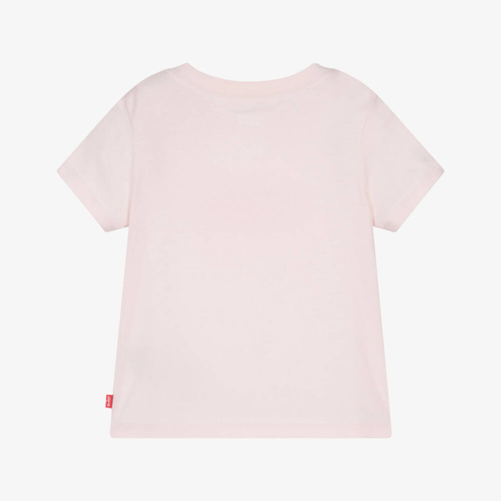 Levi's-Girls Pink Cotton T-Shirt with Strawberry Batwing Logo | Childrensalon