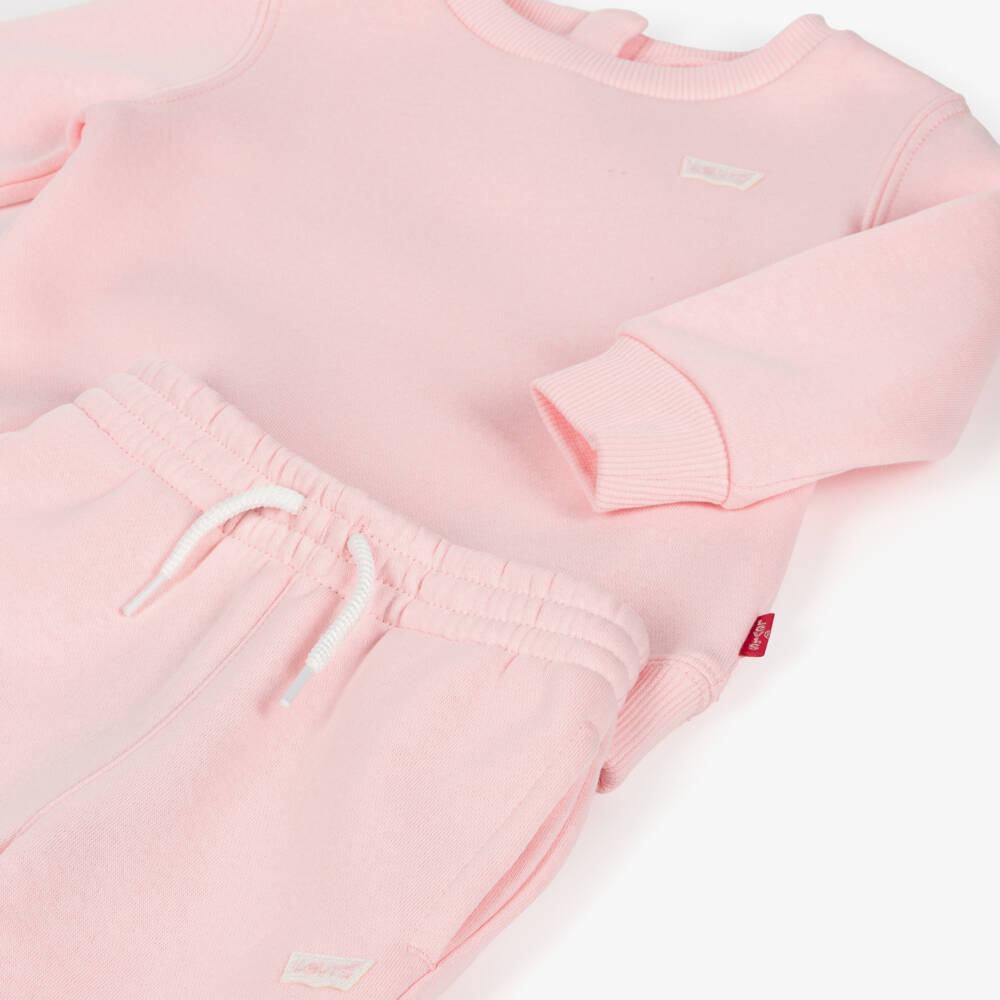Levi's-Girls Pink Jersey Batwing Logo Tracksuit | Childrensalon
