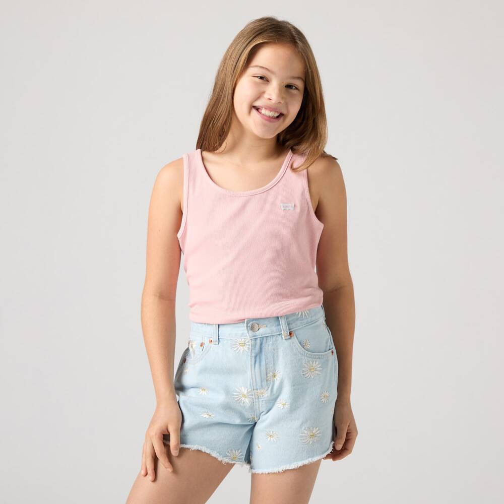 Levi's-Girls Pink Ribbed Vest Top with Batwing Logo | Childrensalon