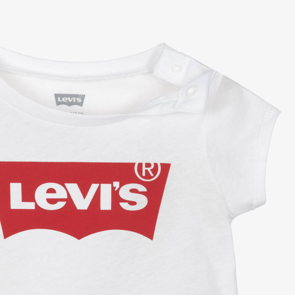 Levi's-Белая хлопковая футболка с логотипом для девочек | Childrensalon