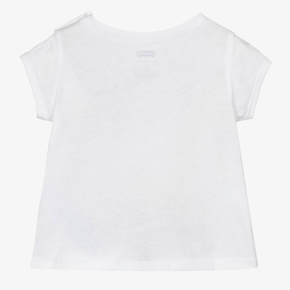 Levi's-Белая хлопковая футболка с логотипом для девочек | Childrensalon