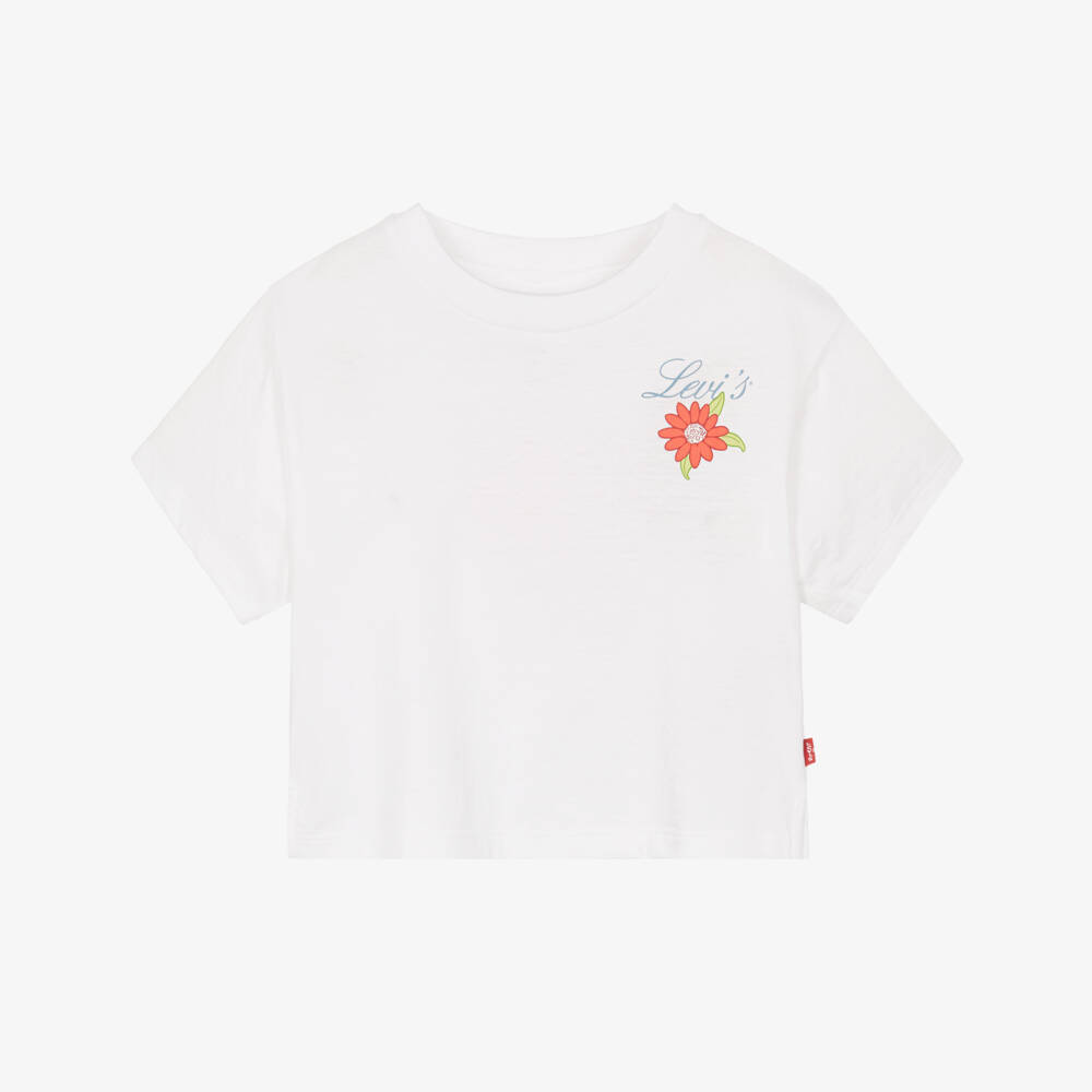 Levi's-Girls White Floral Graphic Boxy T-Shirt | Childrensalon