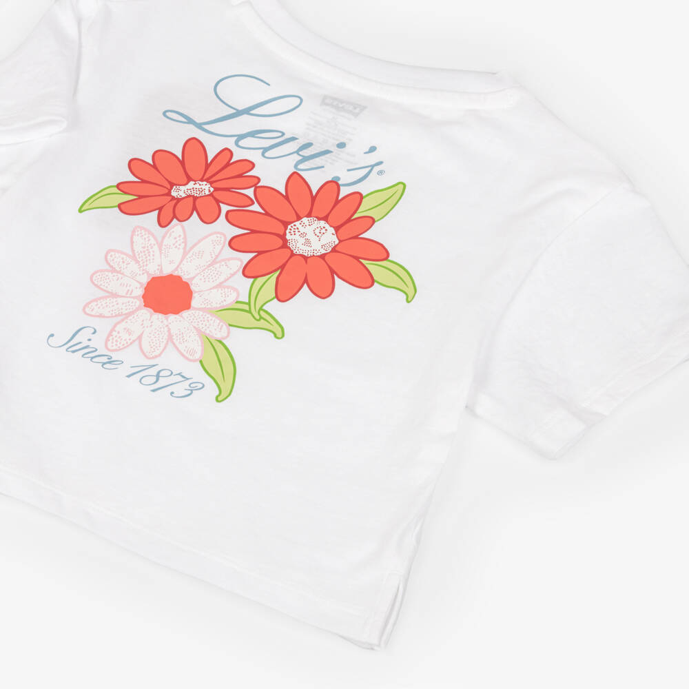 Levi's-Girls White Floral Graphic Boxy T-Shirt | Childrensalon