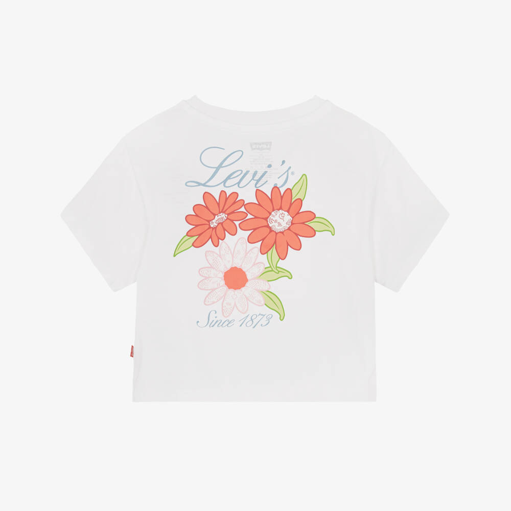 Levi's-Girls White Floral Graphic Boxy T-Shirt | Childrensalon
