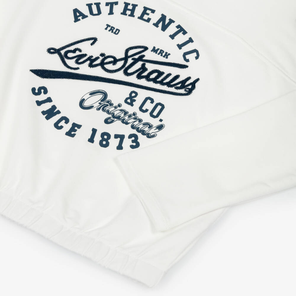 Levi's-Топ белый трикотажный в стиле колледжа для девочек | Childrensalon