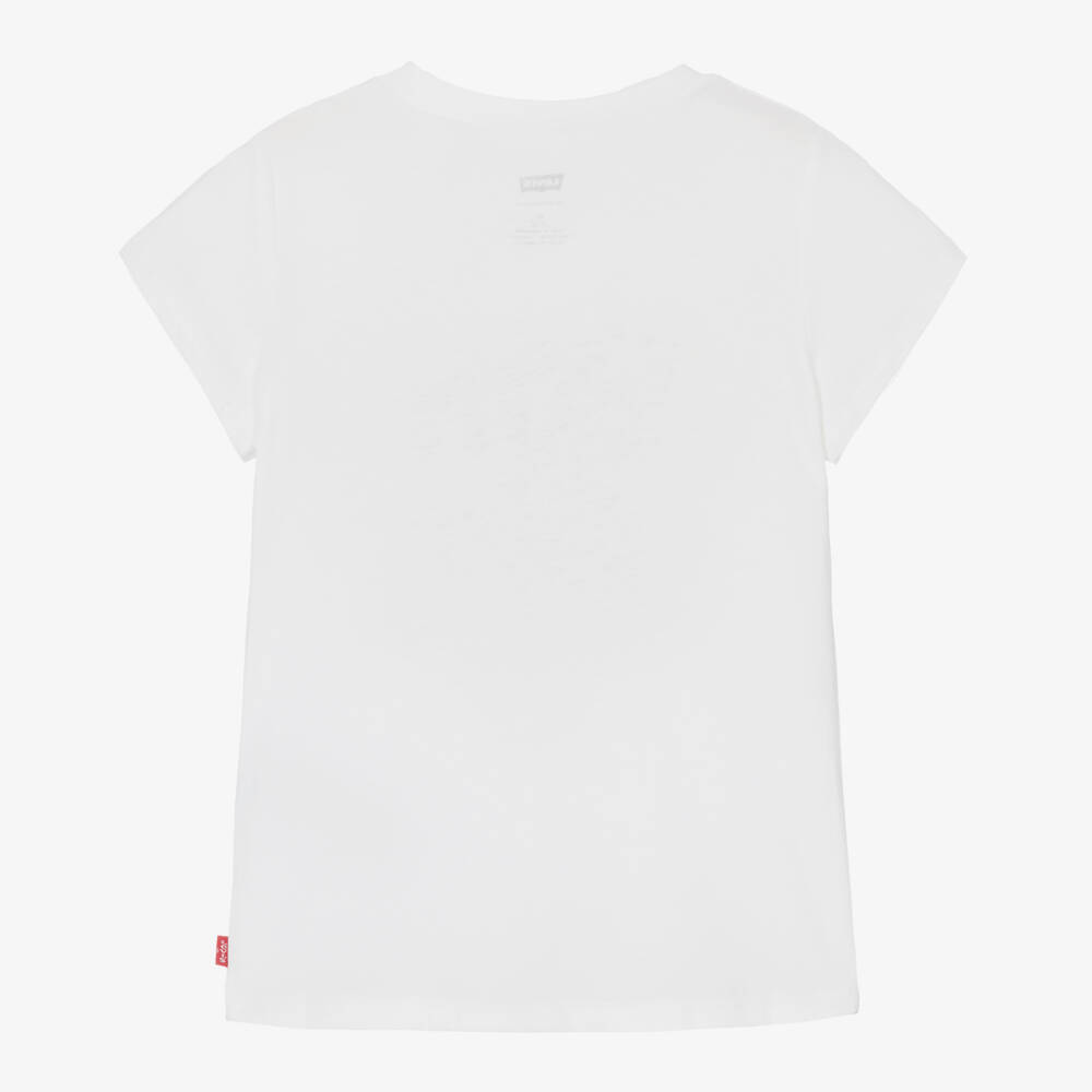 Levi's-Girls White Sportswear Logo Cotton T-Shirt | Childrensalon