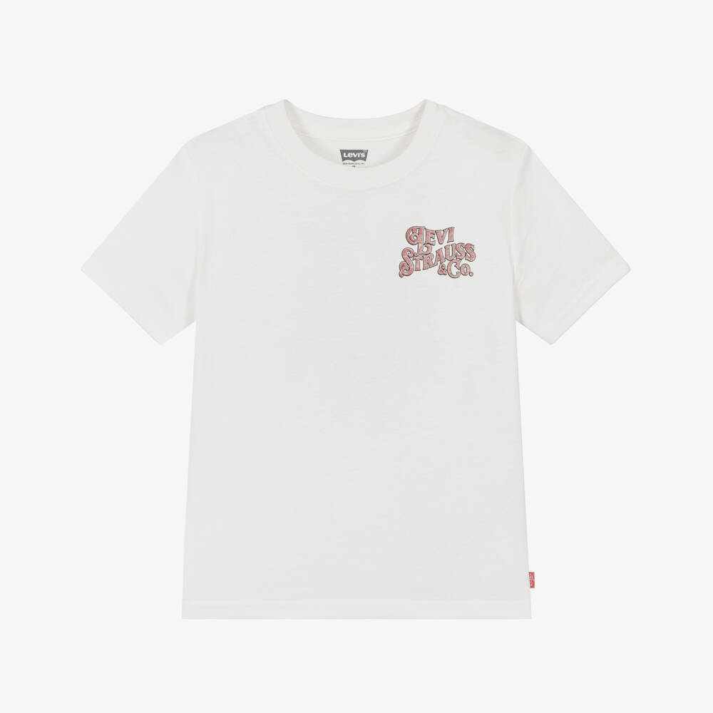 Levi's-Ivory Cotton Cowboy Print T-Shirt | Childrensalon