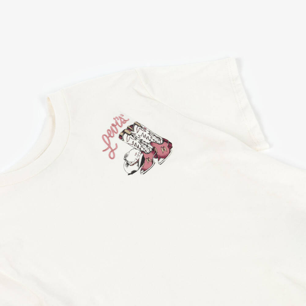 Levi's-Ivory Cotton Oversized Western T-Shirt | Childrensalon