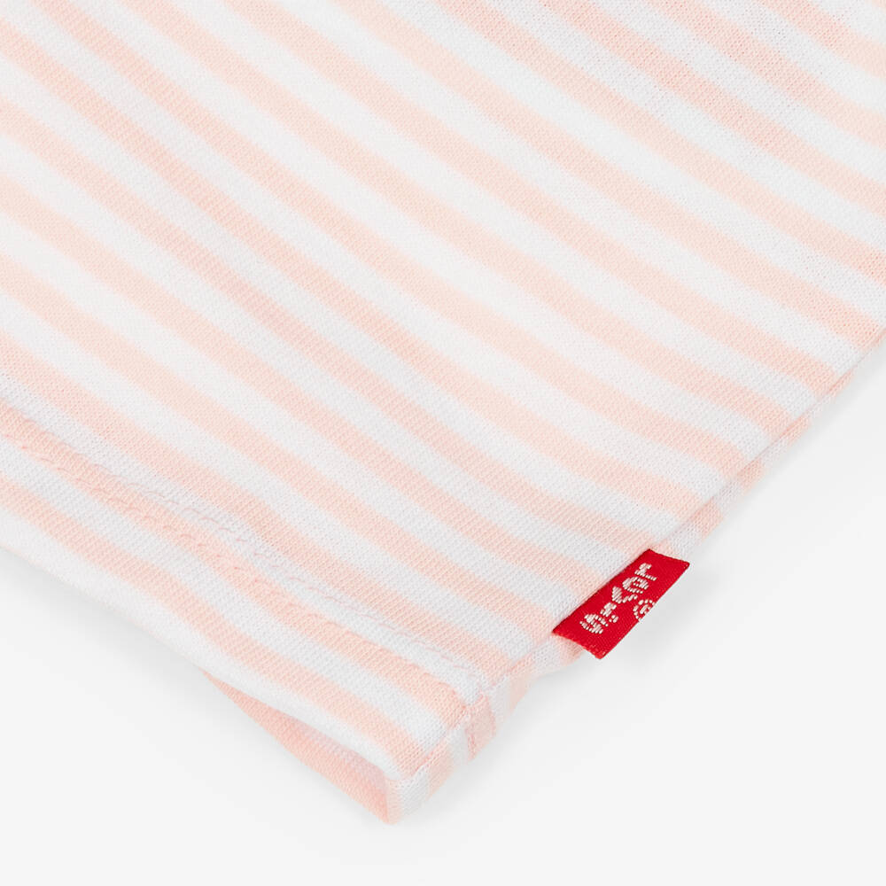 Levi's-Футболка с логотипом розово-белая в полоску для девочек | Childrensalon