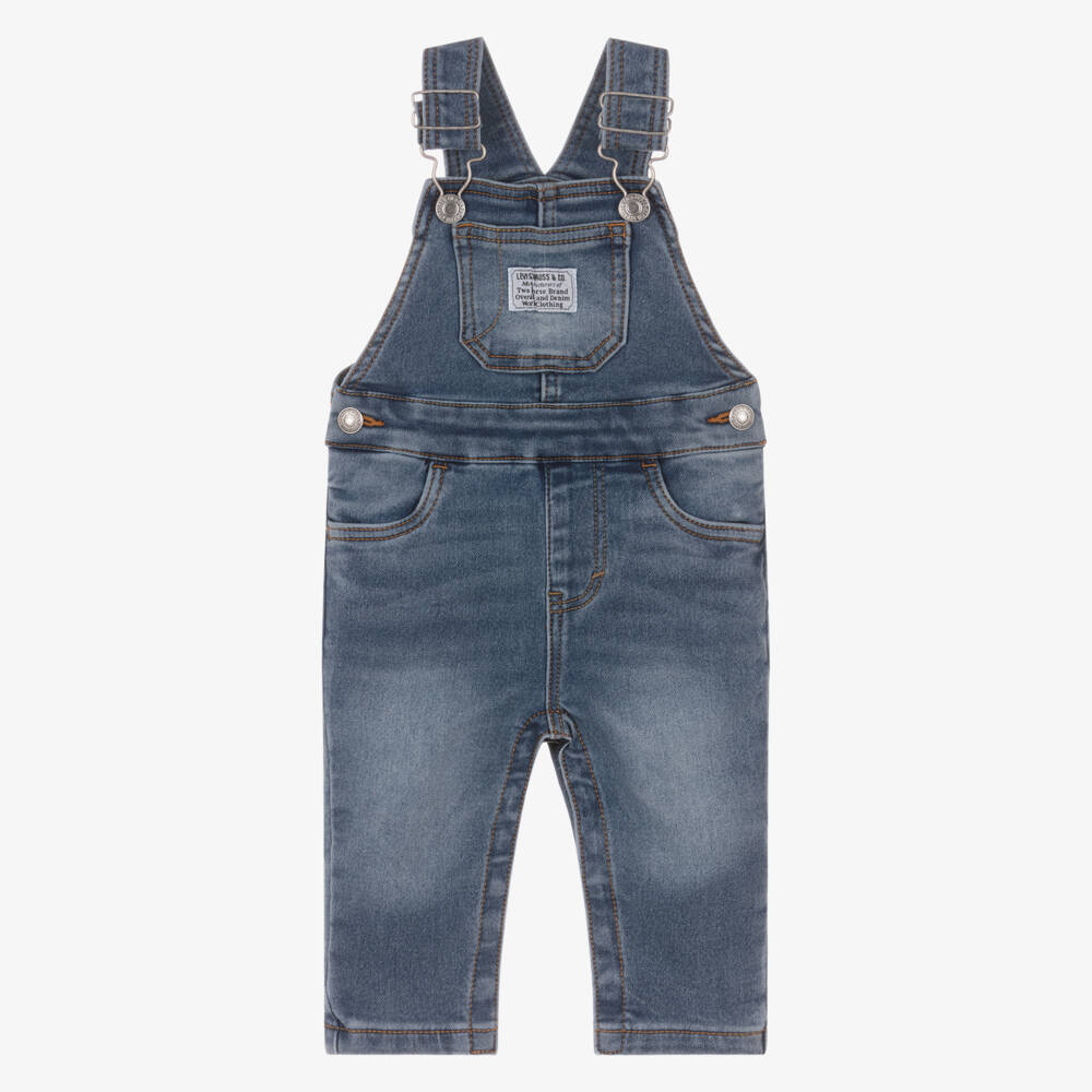 Levi's-Washed Blue Denim Baby Dungarees | Childrensalon