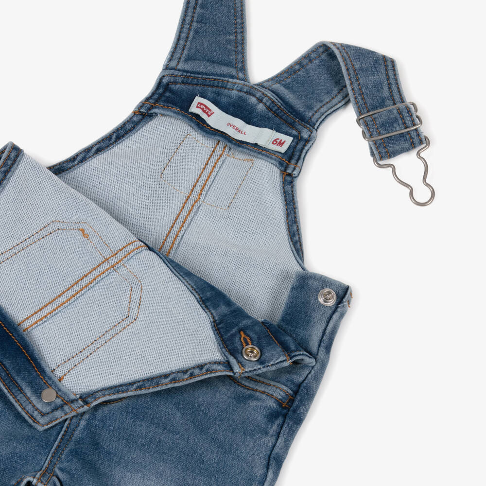 Levi's-Washed Blue Denim Baby Dungarees | Childrensalon