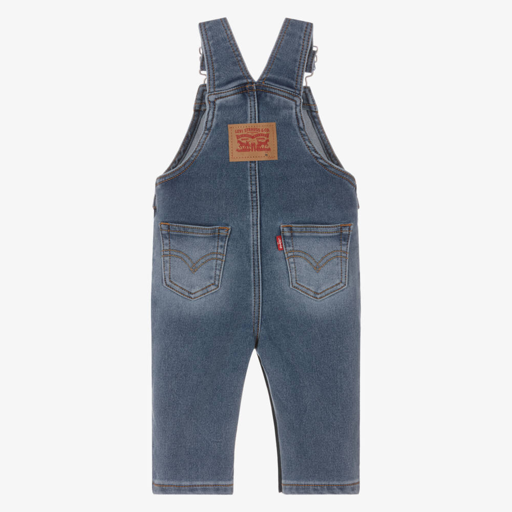 Levi's-Washed Blue Denim Baby Dungarees | Childrensalon