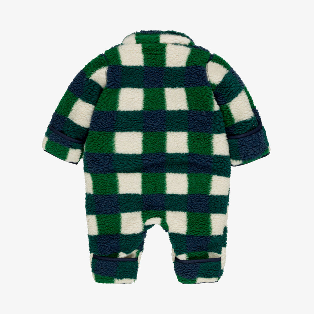 Liewood-Baby Boys Green Check Fleece Pramsuit | Childrensalon