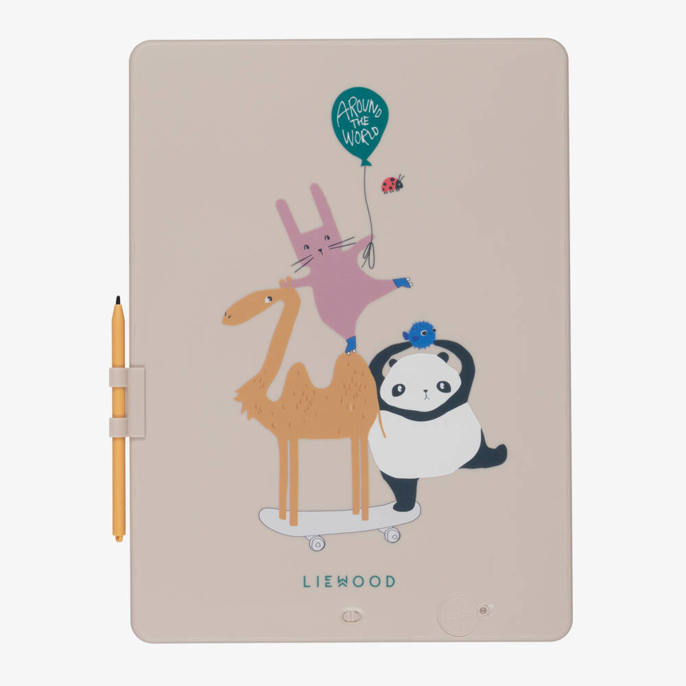 Liewood-Beige Animal LCD Magic Drawing Board (31cm) | Childrensalon