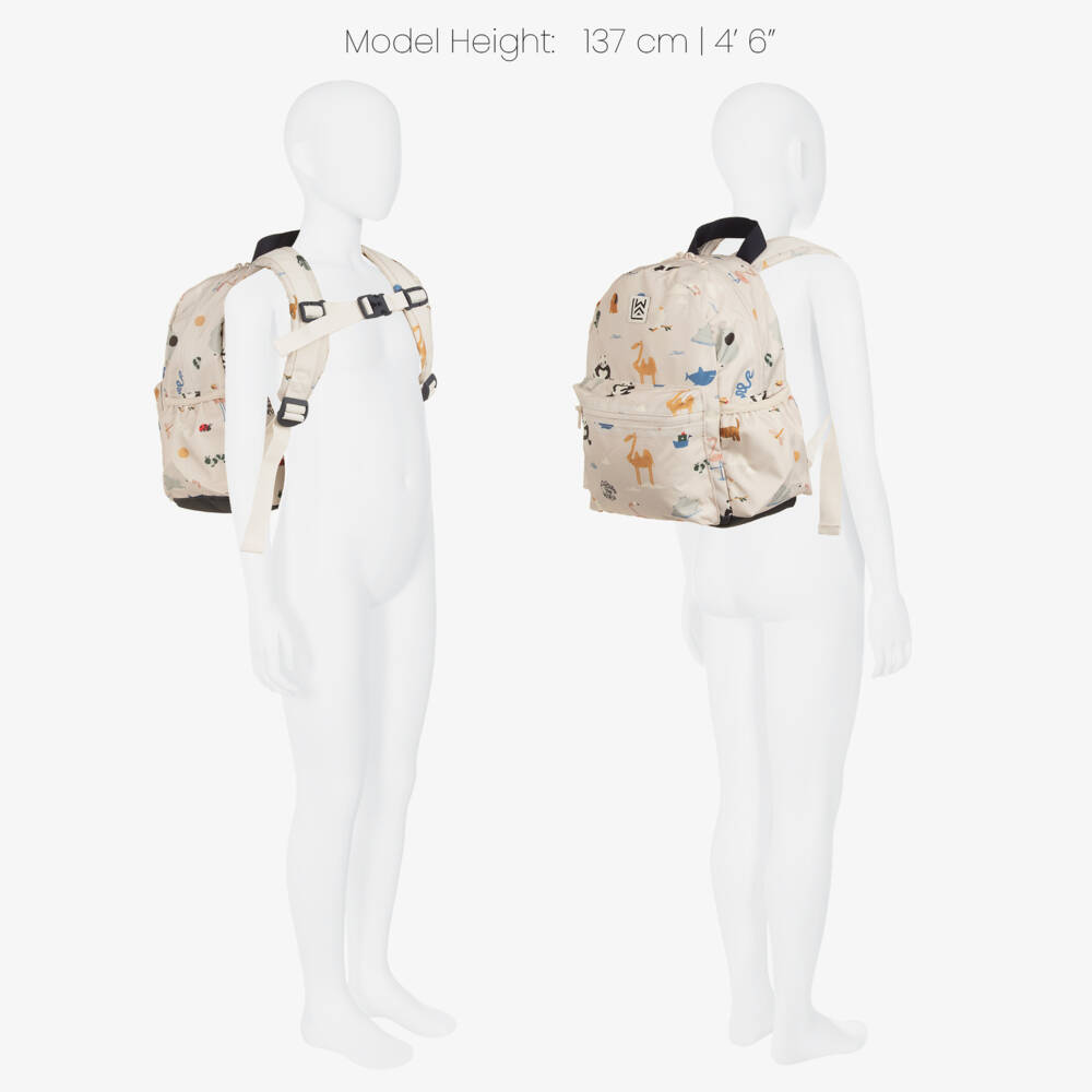 Liewood-Beige Around the World Animal Print Backpack (27cm) | Childrensalon